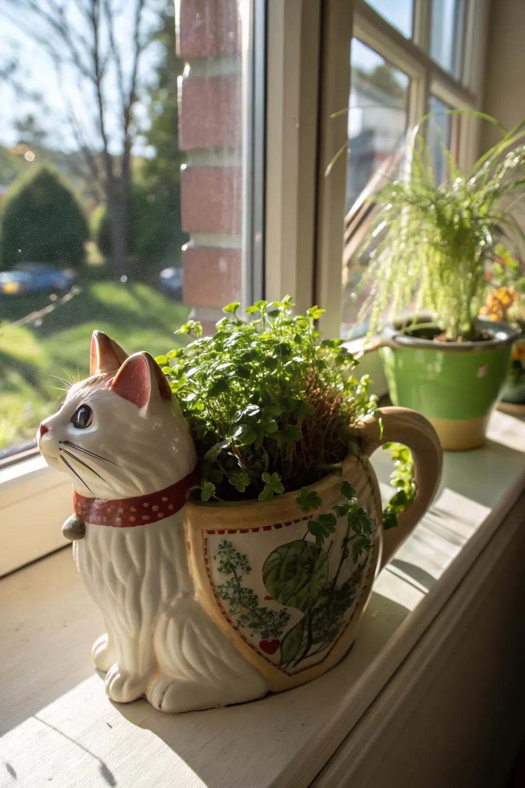 Add a whimsical touch to your garden using playful ceramic containers.