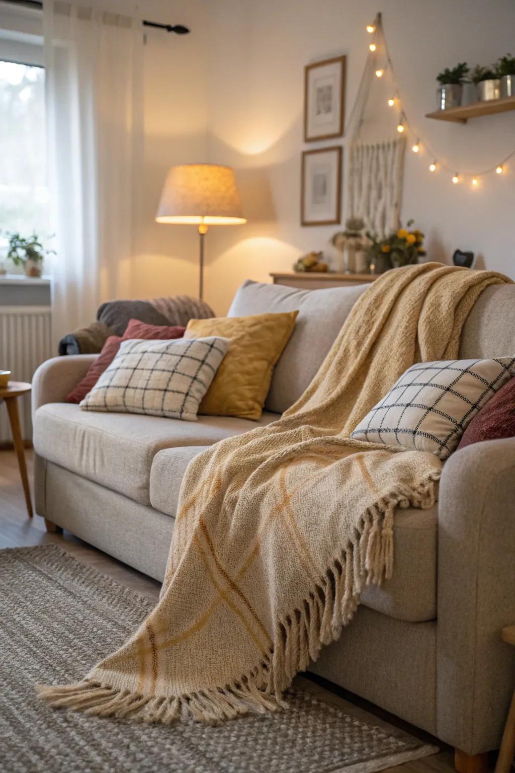 Plush textiles add warmth and encourage relaxation.