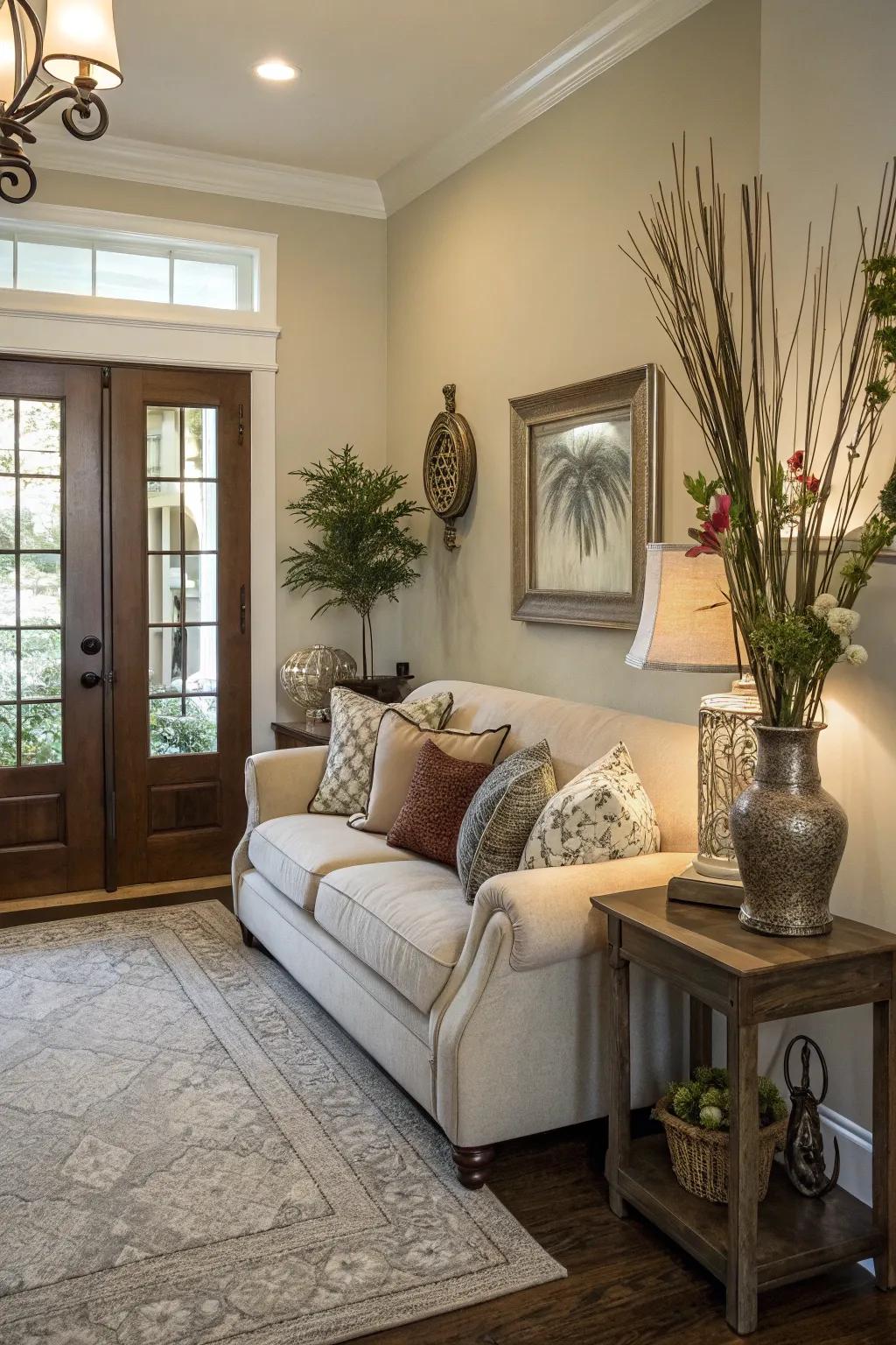 Set up your sofa to greet both positive energy and visitors.