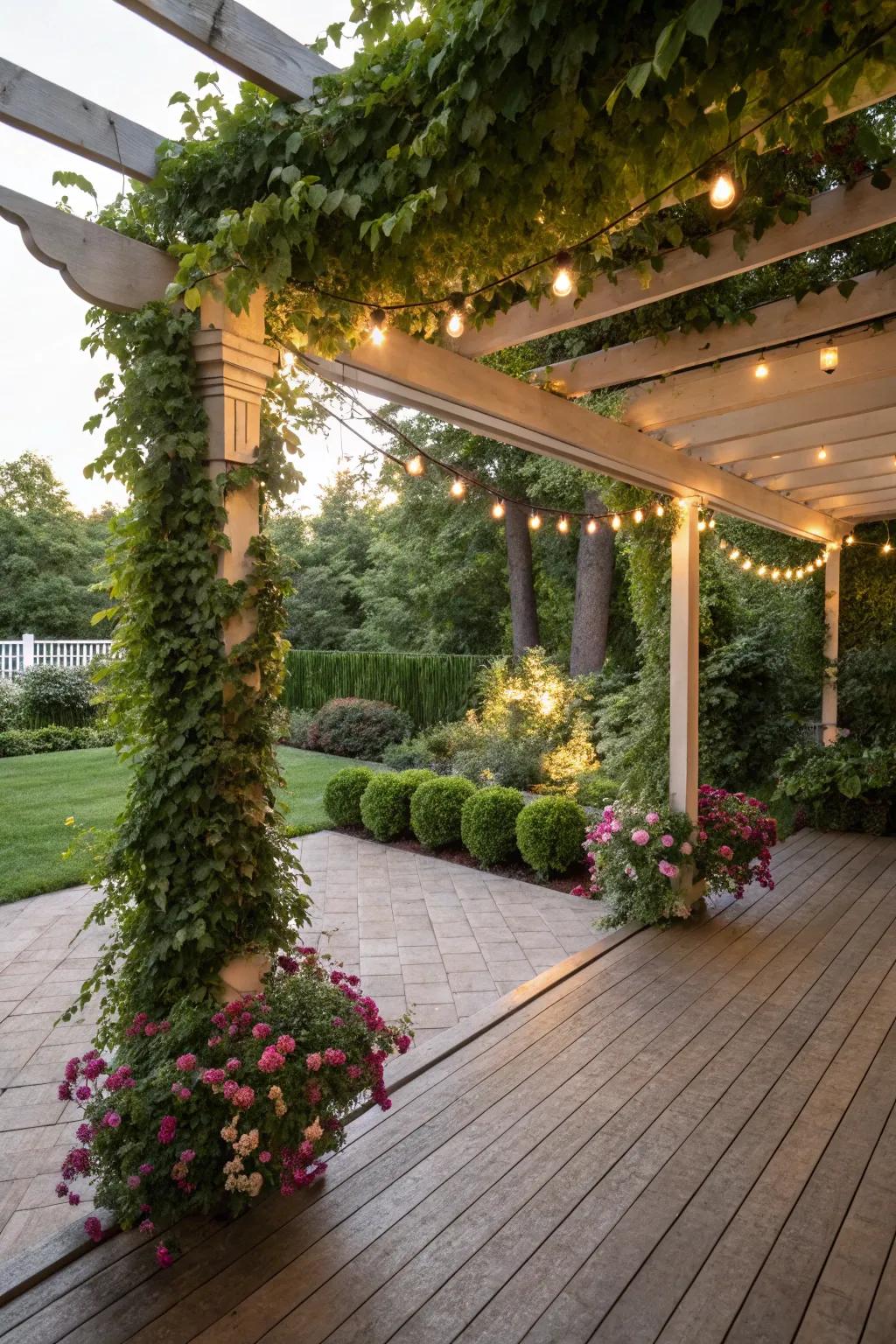 A charming structure adds elegance and shade to an outdoor space.