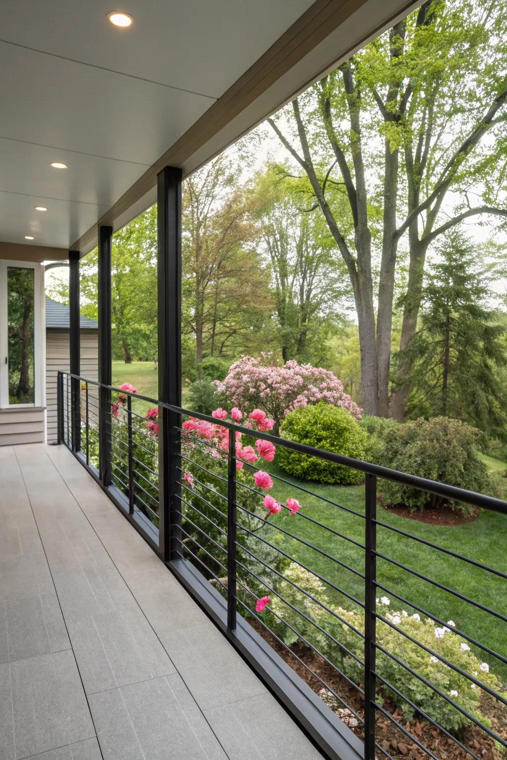 Sleek cable railings offer an open, modern aesthetic.