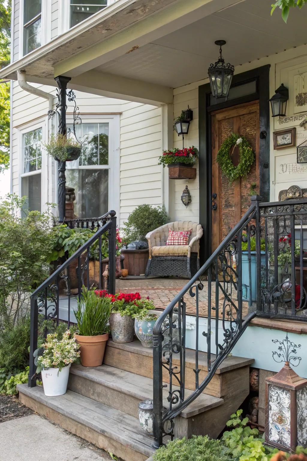 Combining different styles creates a one-of-a-kind porch railing.