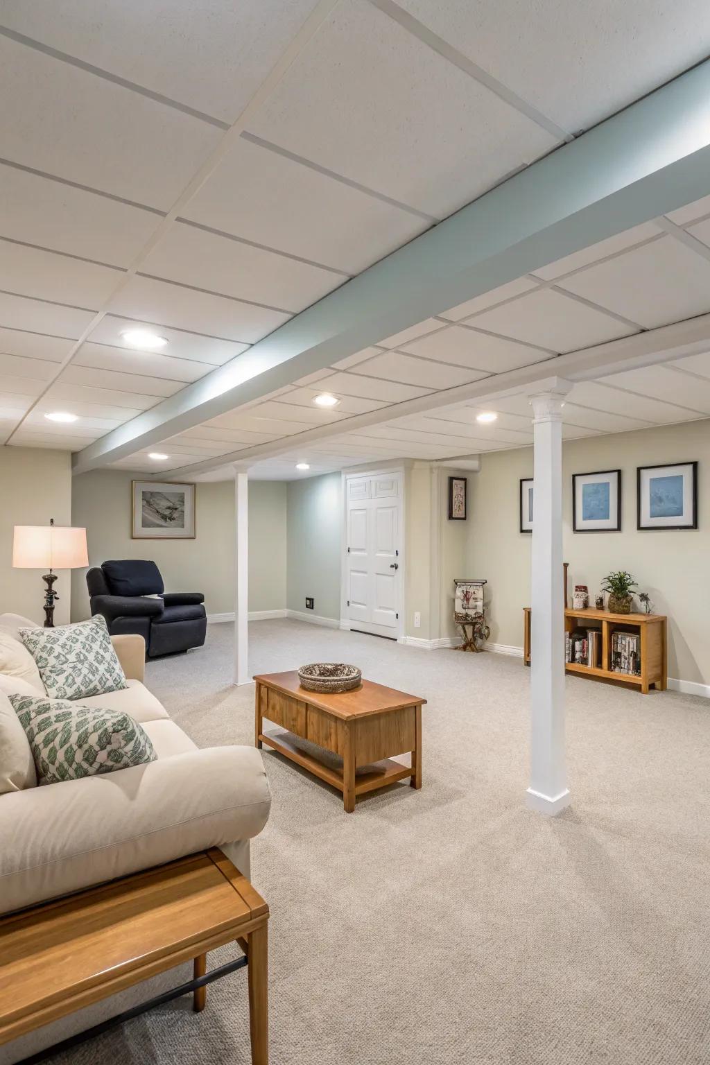 An open layout helps foster an expansive atmosphere, even if vertical space is limited.