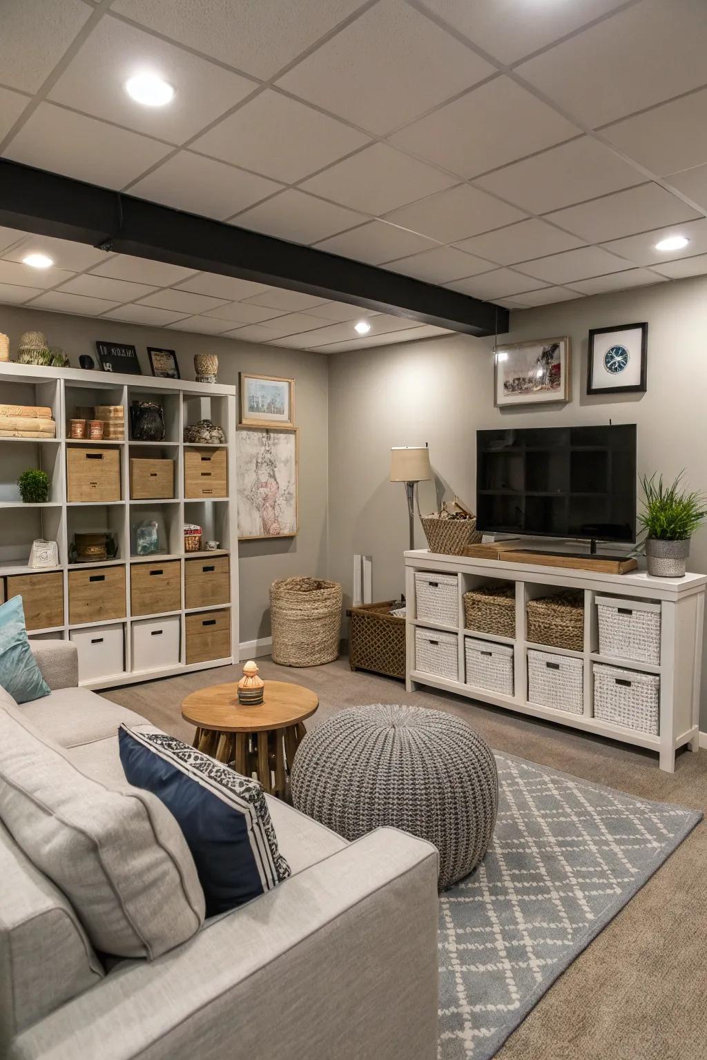 Multi-functional furniture makes the most of utility without filling the area.