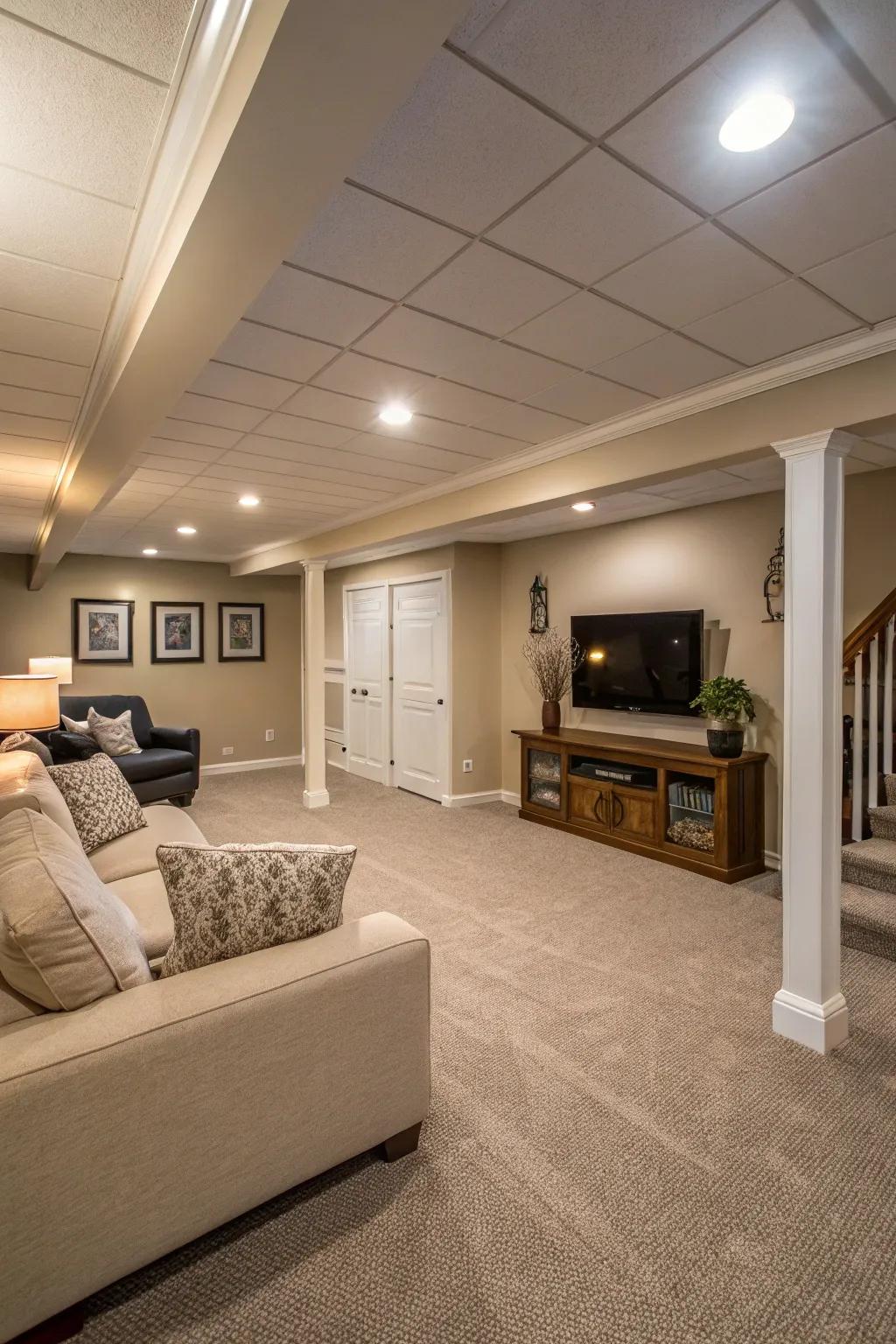 Neutral shades help the area feel more spacious and bright.