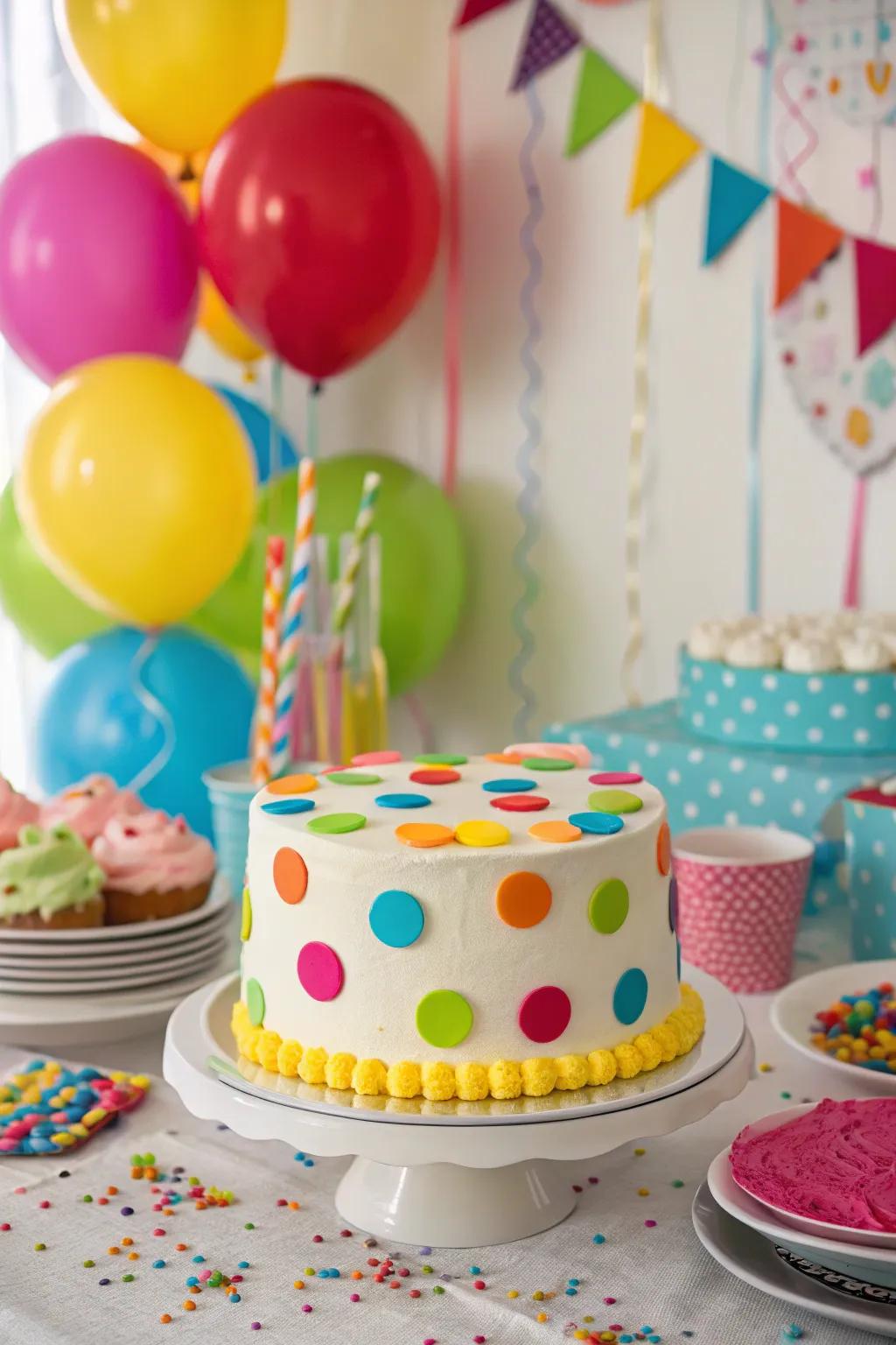 Playful sweet cream circles for a cheerful cake design