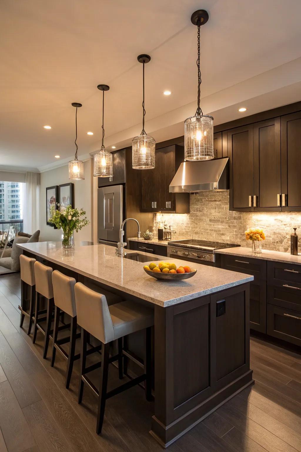 Creative lighting enhances the atmosphere and practicality of your kitchen.