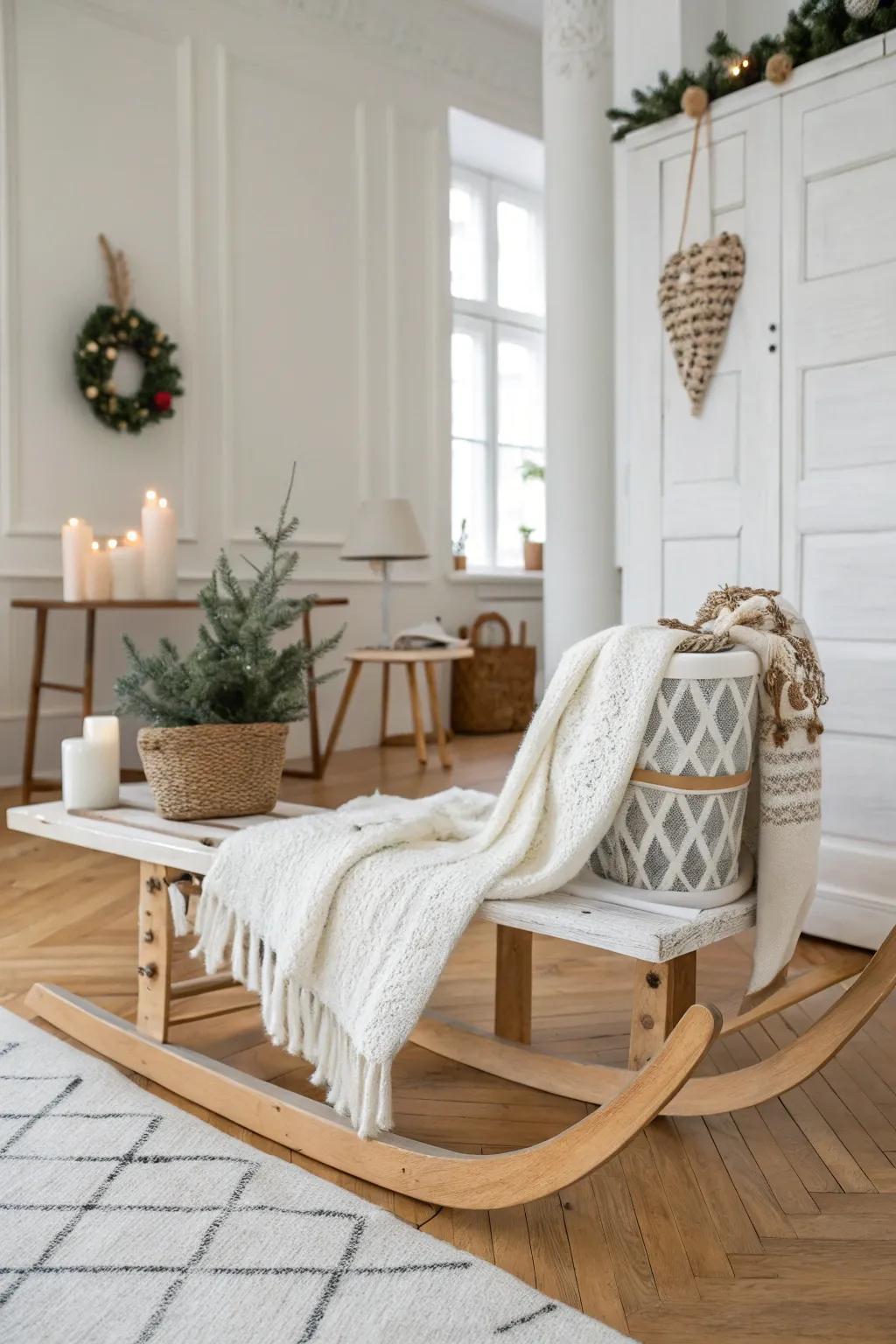 A serene sled featuring Scandinavian-inspired decor