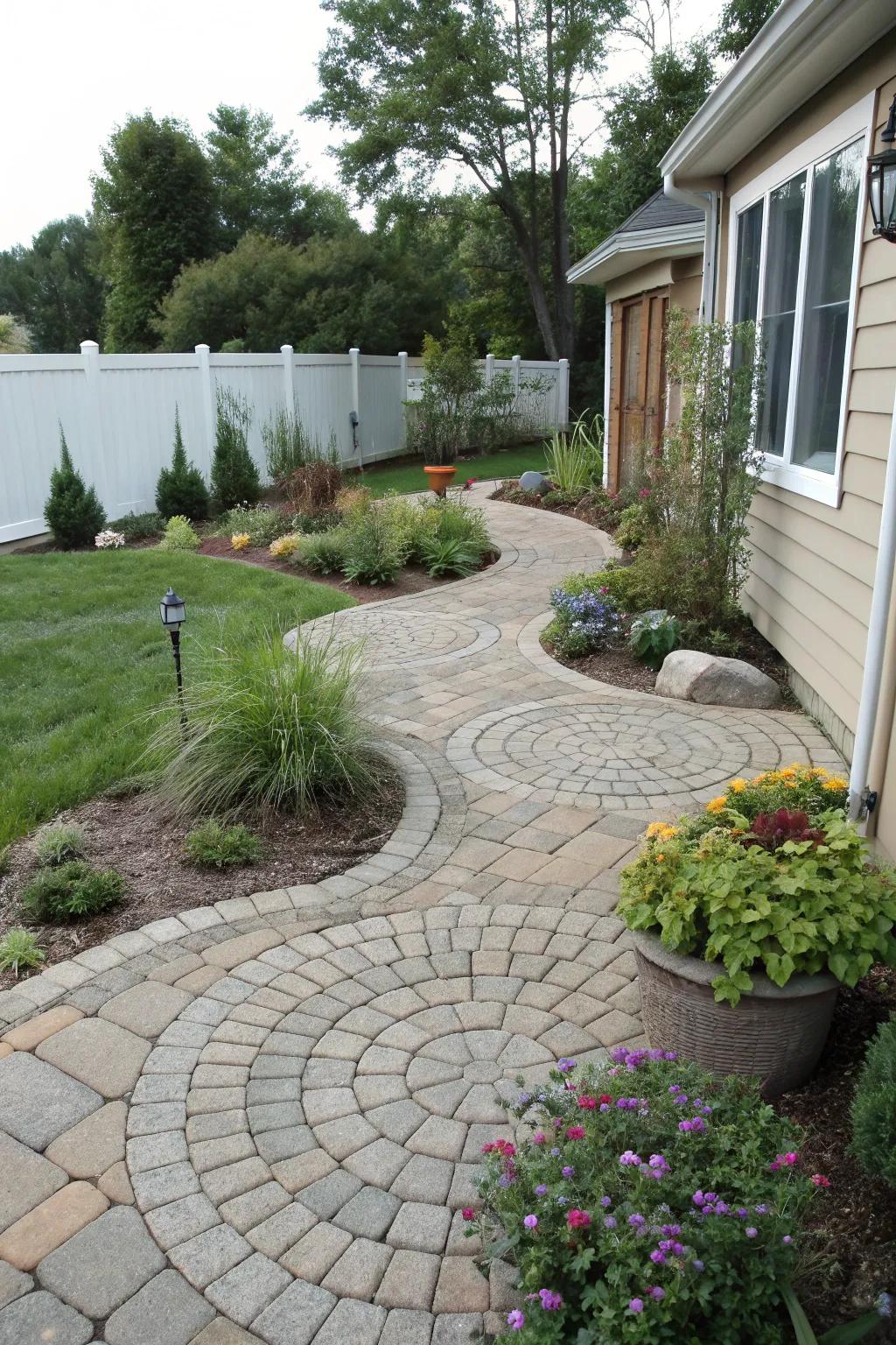 Round stone patterns add artistry to your landscape.