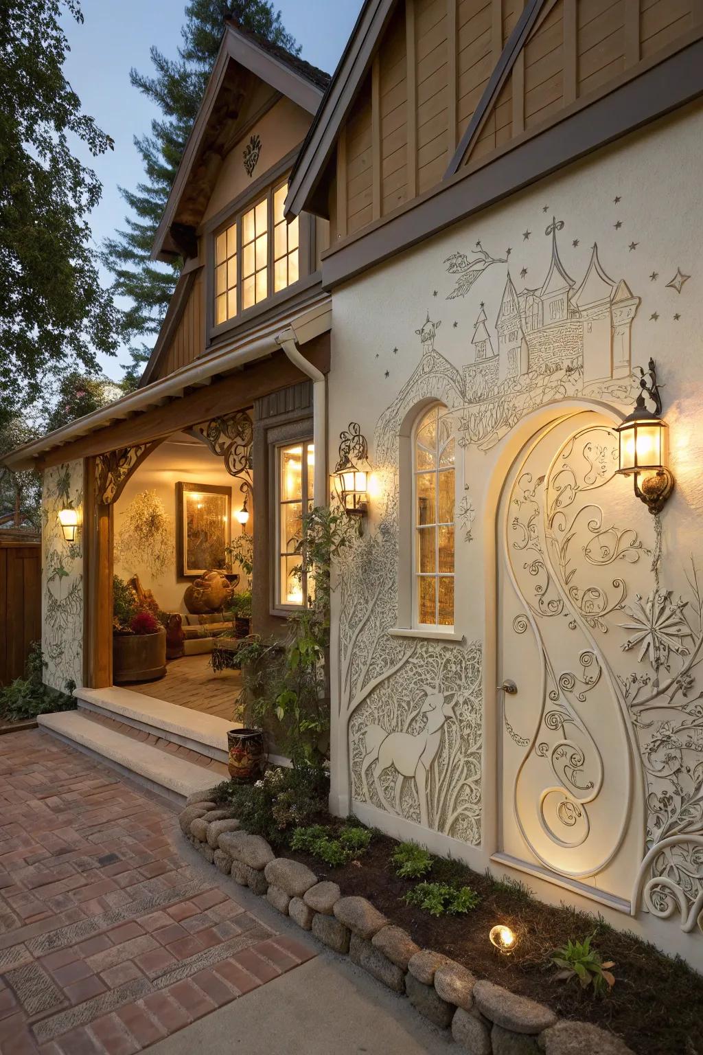 Fairy tale themes infuse enchantment and wonder into your home's facade.