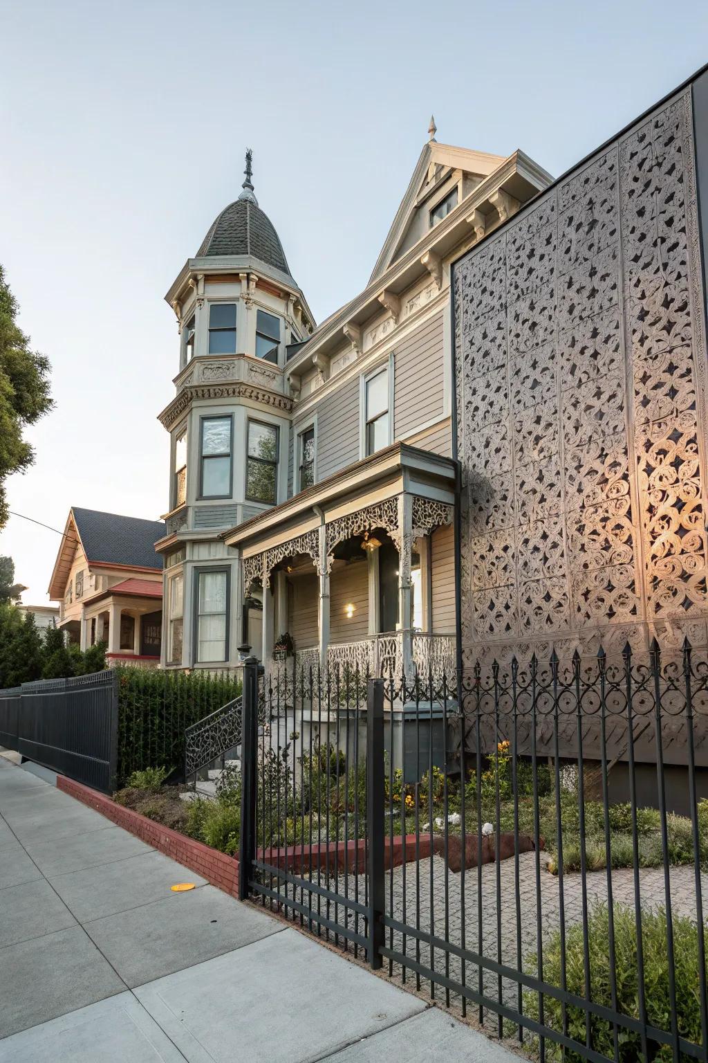 Blending traditional and modern styles crafts a distinctive and striking building front.