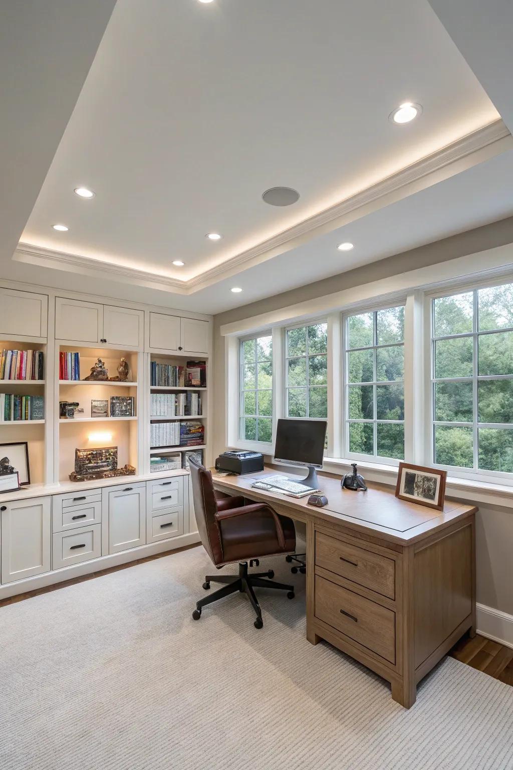 Recessed lighting provides clean and ample illumination.