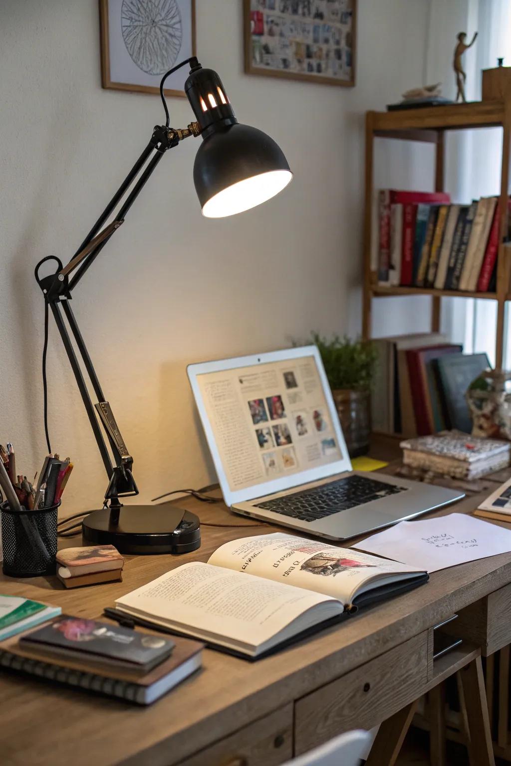 Adjustable desk lamps offer focused lighting for any task.