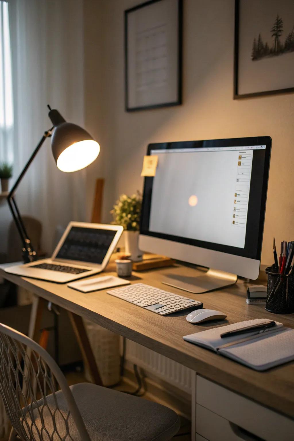 Bias lighting enhances visual comfort and reduces eye strain.