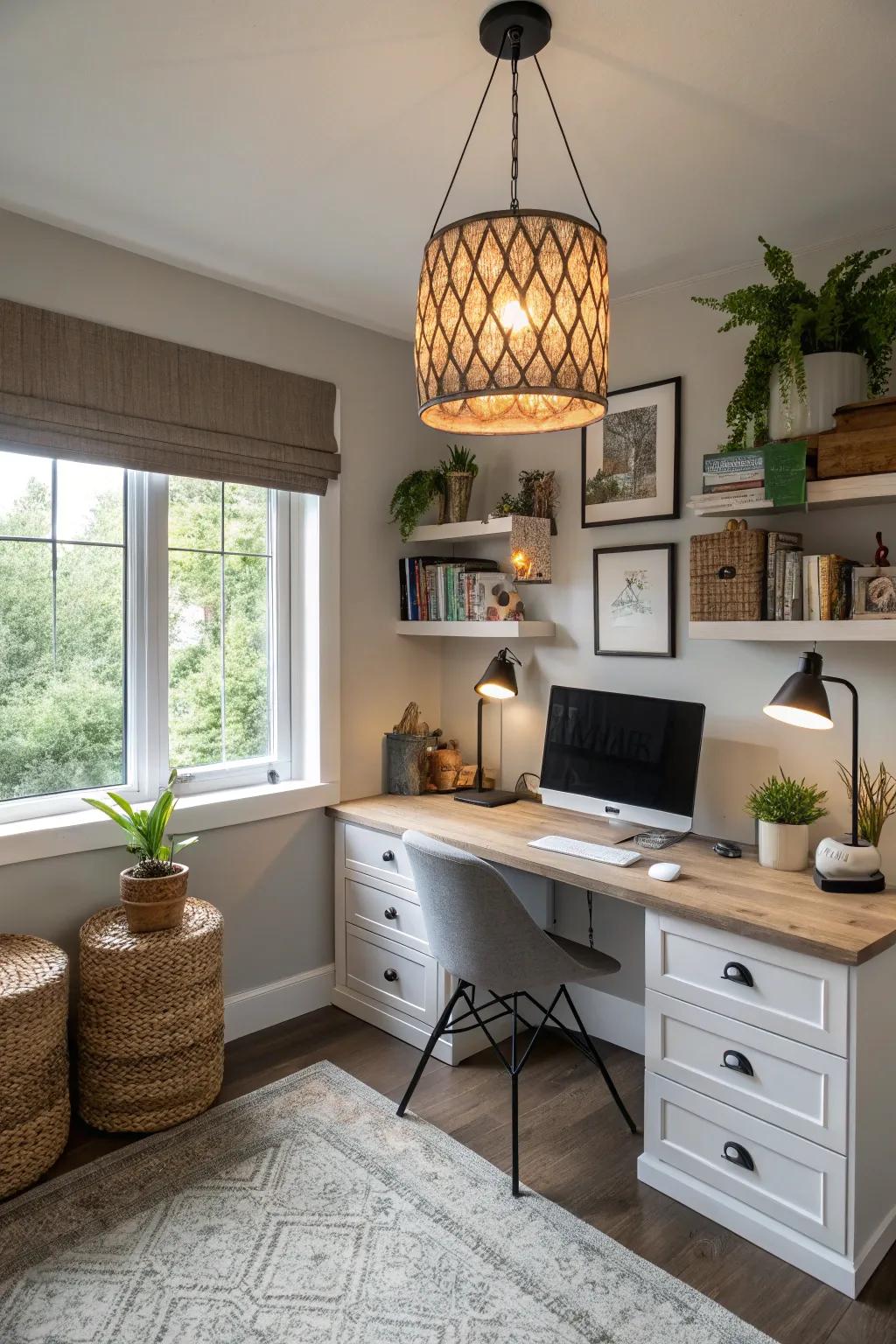 Layered lighting achieves a harmonious balance in office spaces.