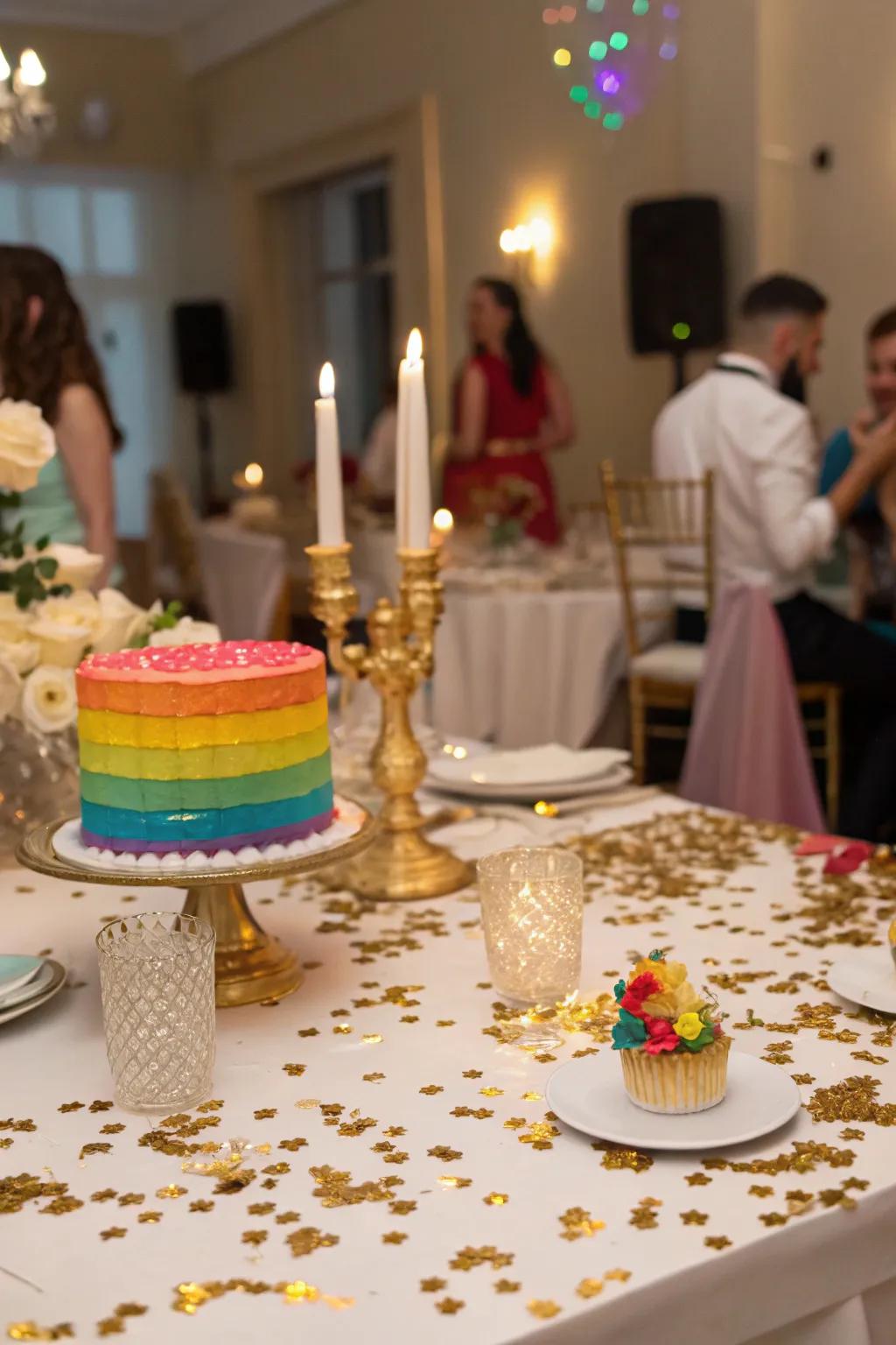 Gold confetti adds a touch of sparkle to your birthday decor.