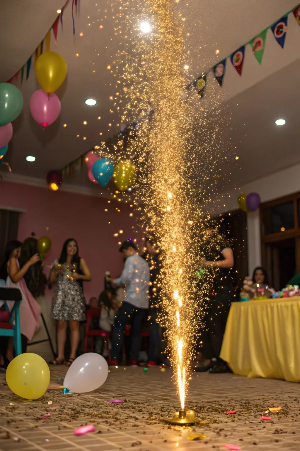 A gold glitter bomb creates a magical and memorable moment.