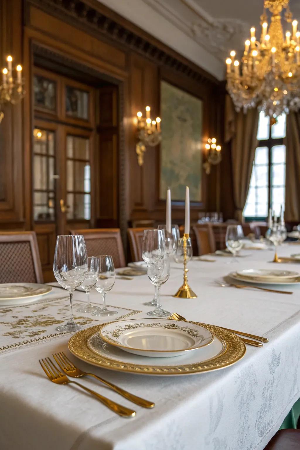 Gold cutlery enhances the elegance of your table setting.