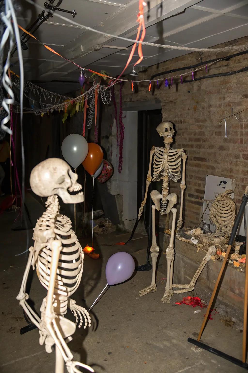 Skeletons inject a playful yet eerie atmosphere into your gathering.