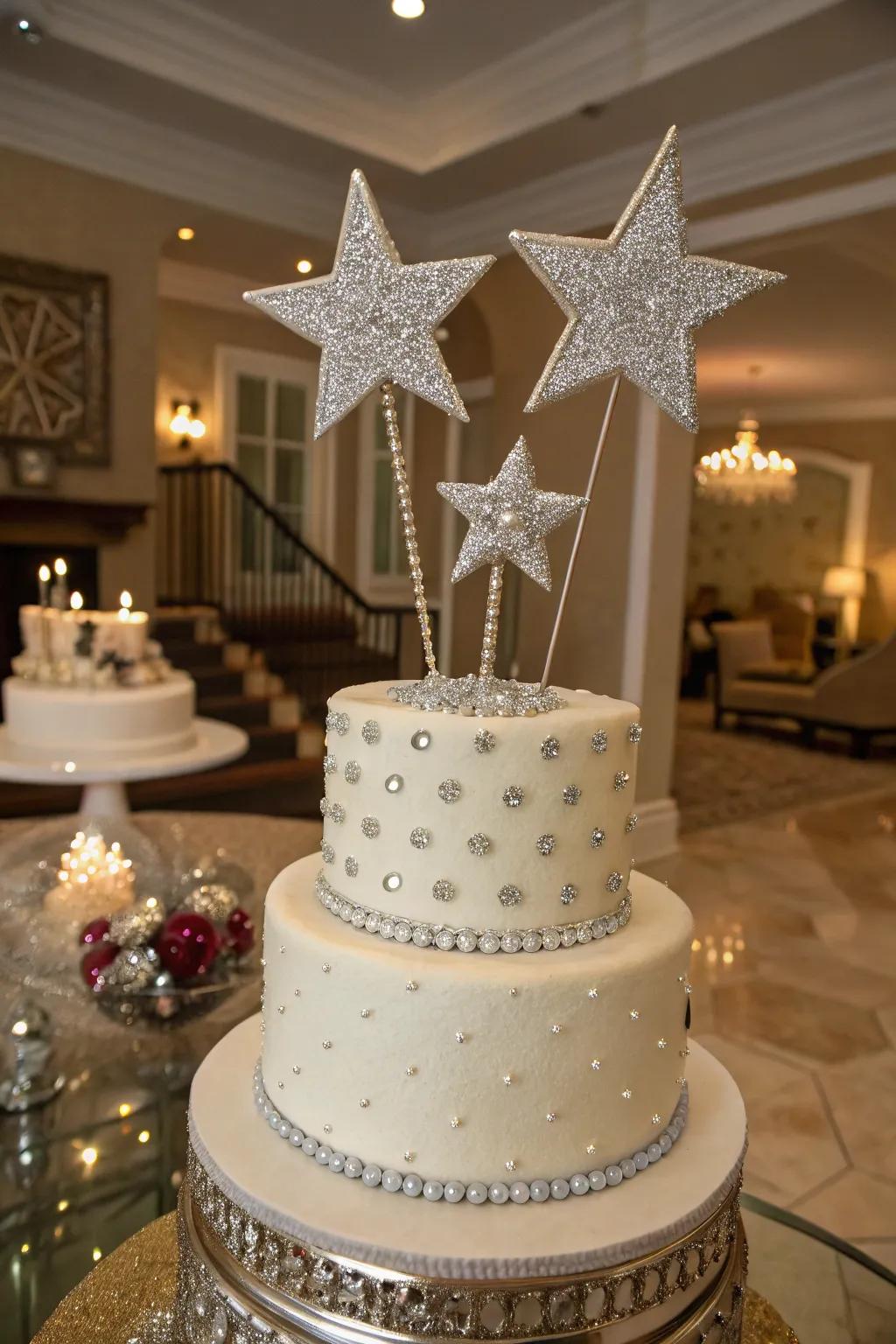 Glamorous toppings add a sparkling finish to this Hollywood cake.
