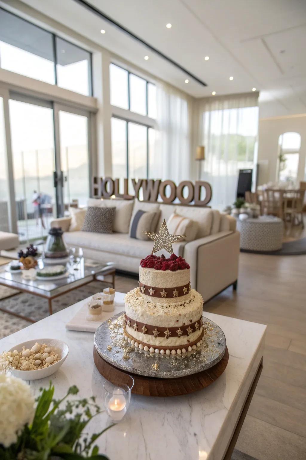 A cake featuring the iconic Hollywood landmark for a bold statement.