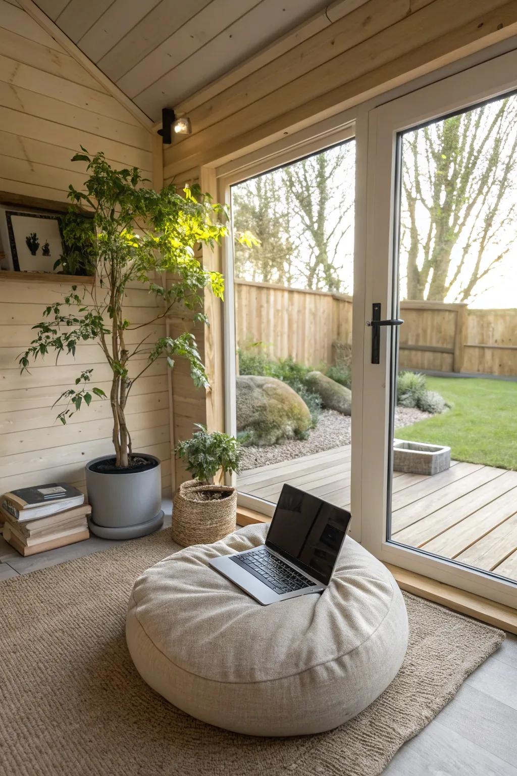 A peaceful zen corner for relaxation.