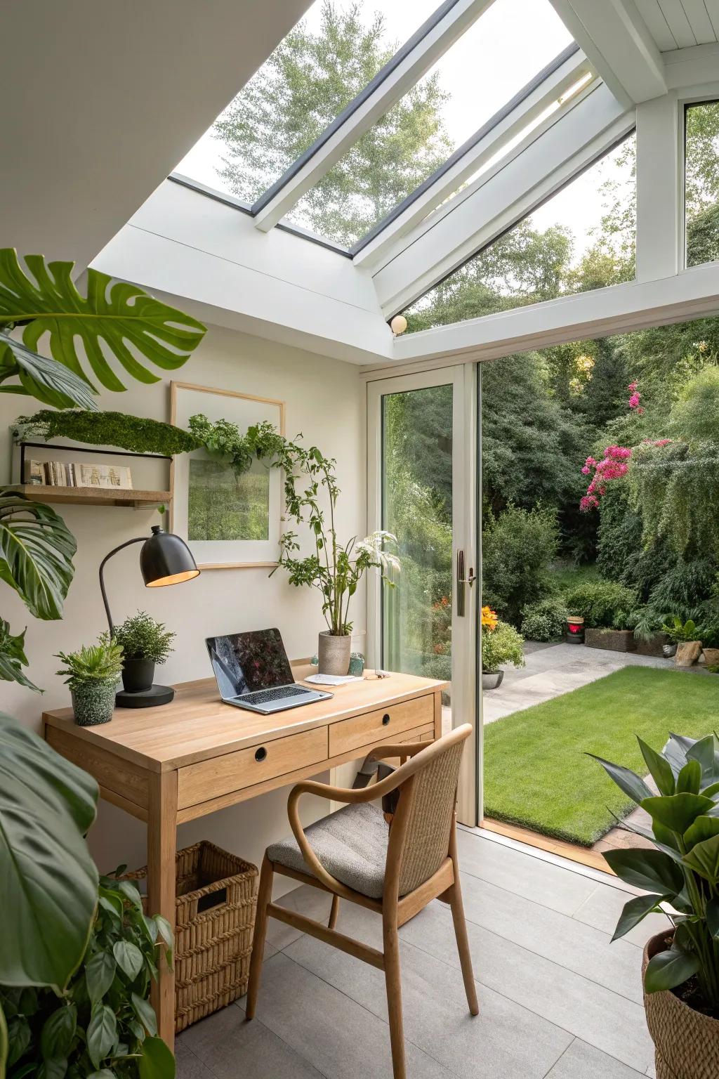 Enhancing the space with a skylight.