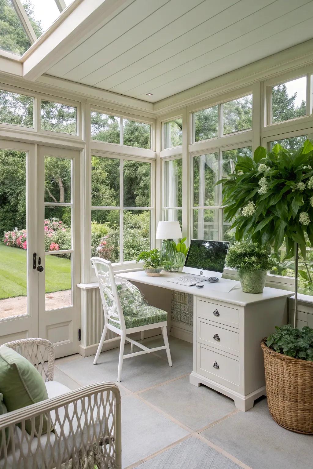 Calming neutral colors for a workspace.