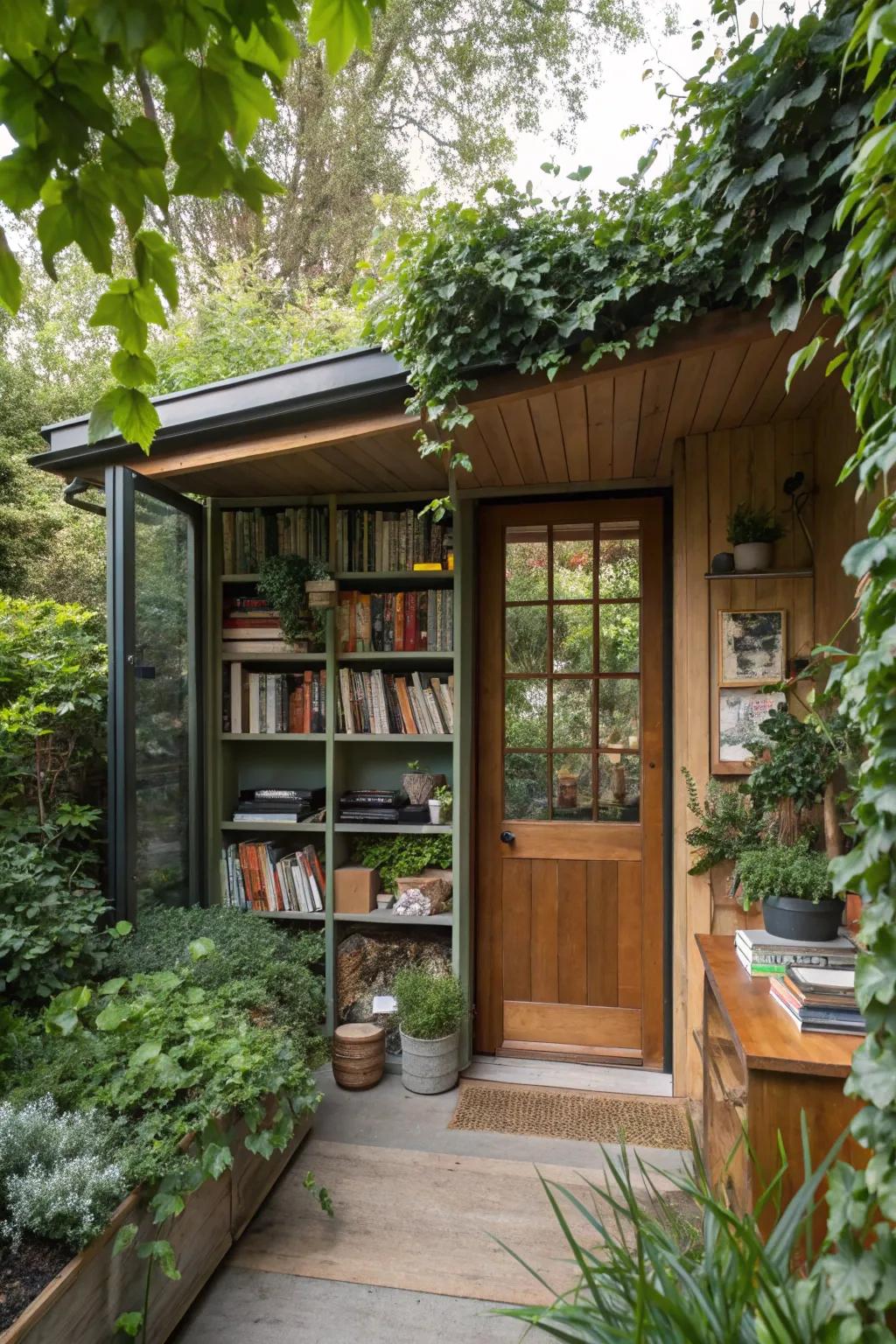 Utilizing vertical space with shelving.