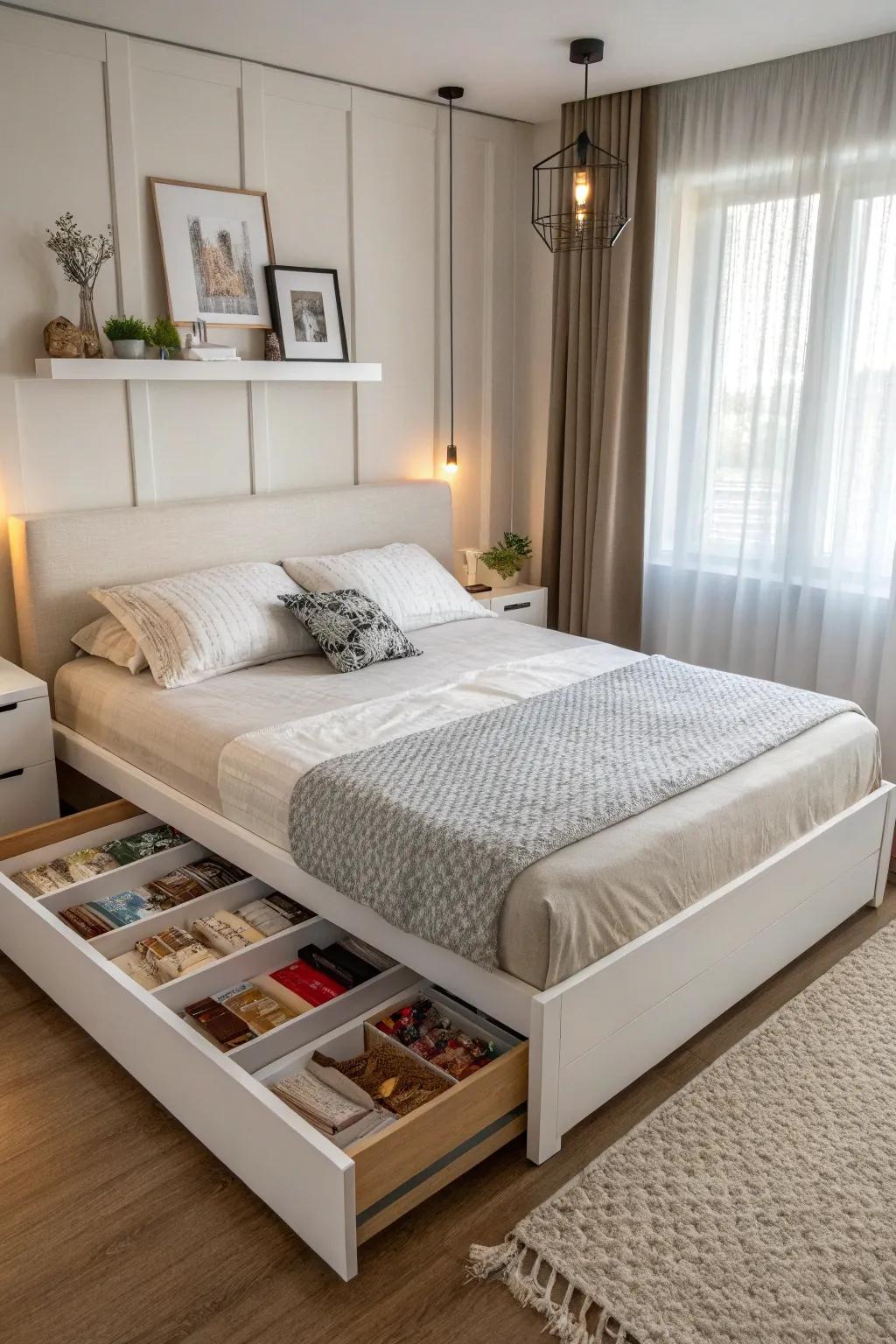 Space-saving furniture optimizes practicality and aesthetics.