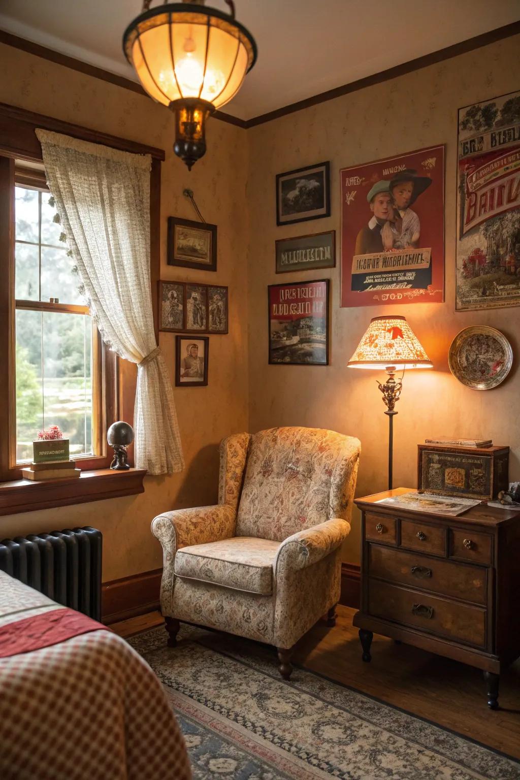 Vintage finds add persona and depth to the decor.