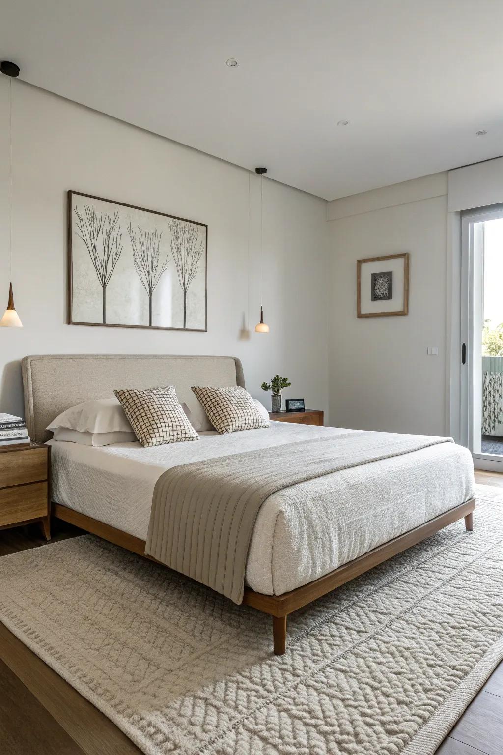 Minimalist accessories sustain a pristine and refined area.