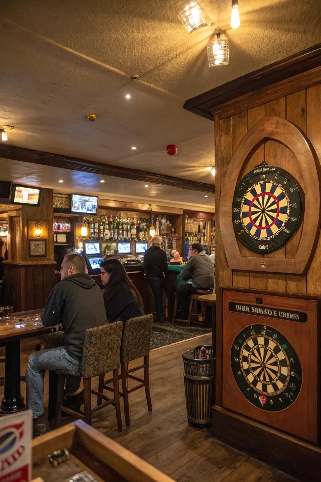 Interactive games fashion a spirited and engaging pub environment.