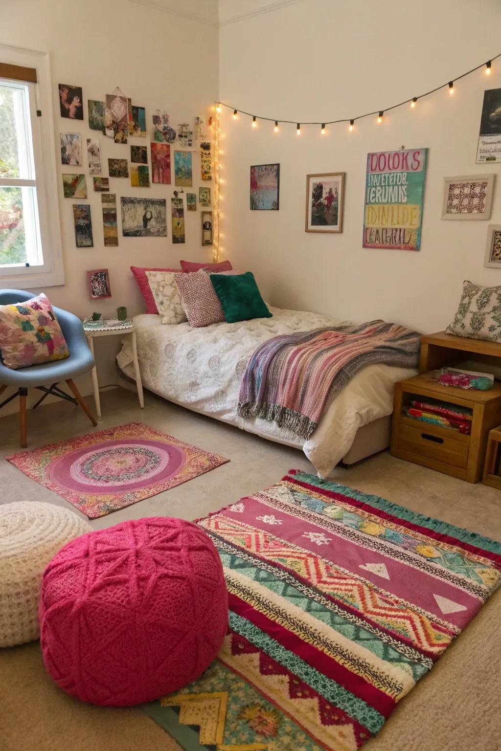 Layered fabrics amplify both warmth and style in this bedroom setting.