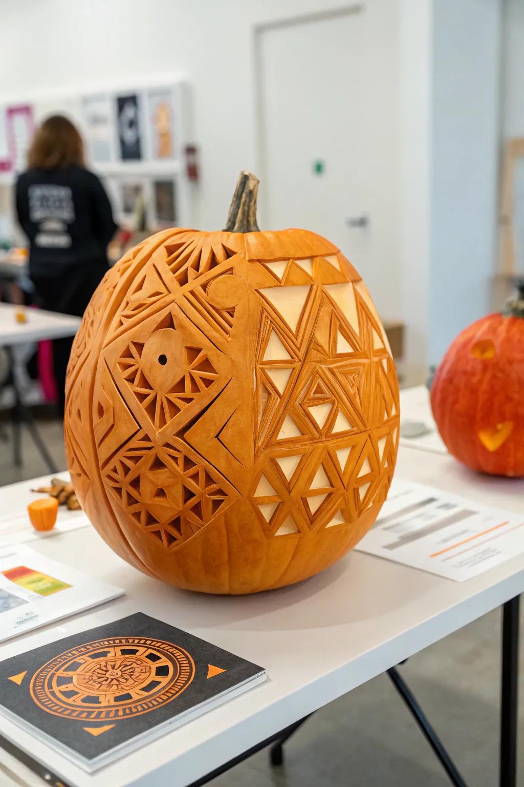 An abstract pumpkin visage presenting a modern, artistic flair.