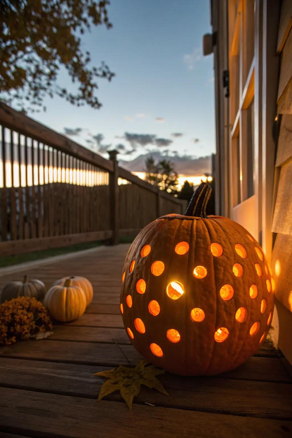 A radiant, dotted pumpkin radiating chic, contemporary flair.