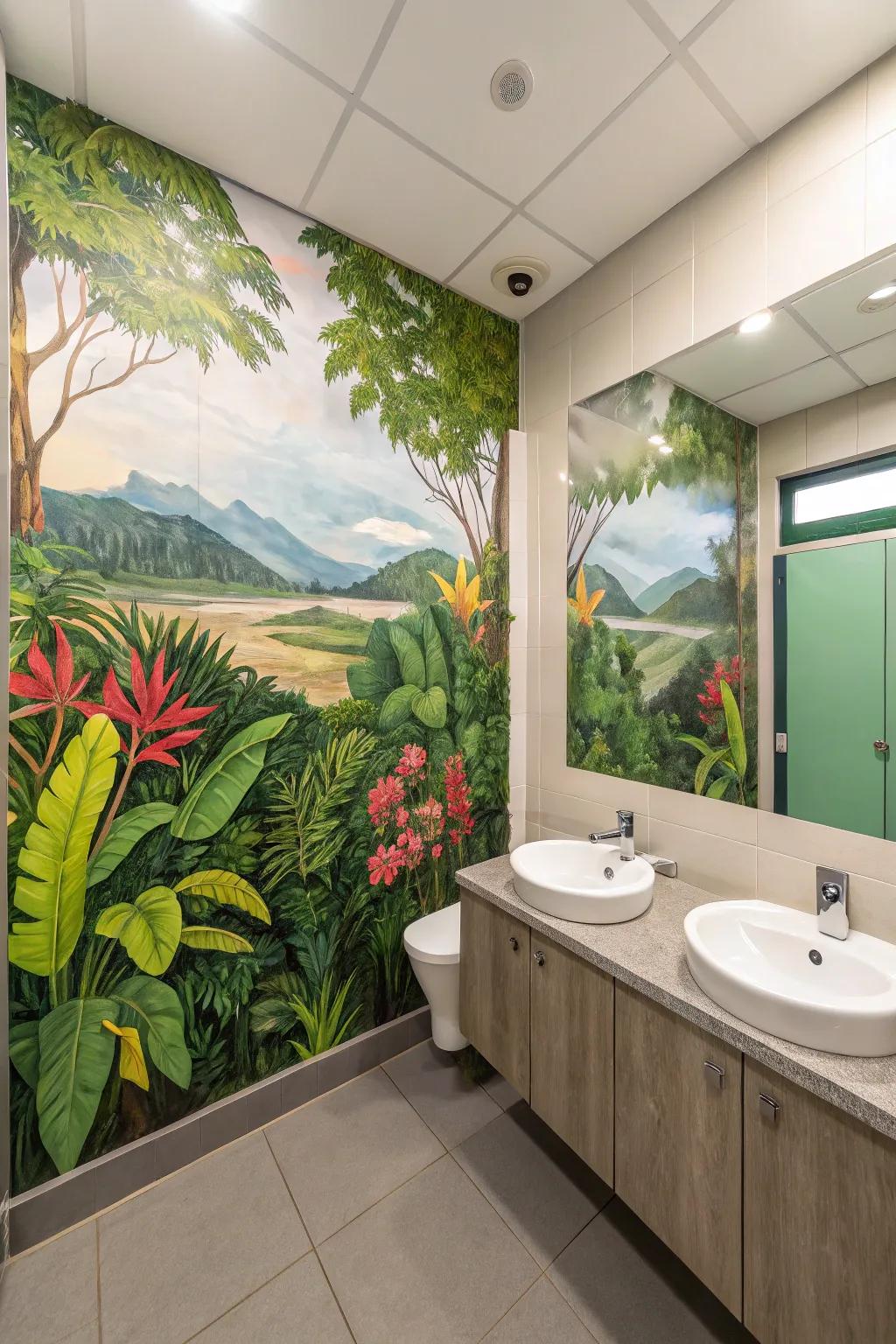 Art depicting nature adds a refreshing, lively feel.