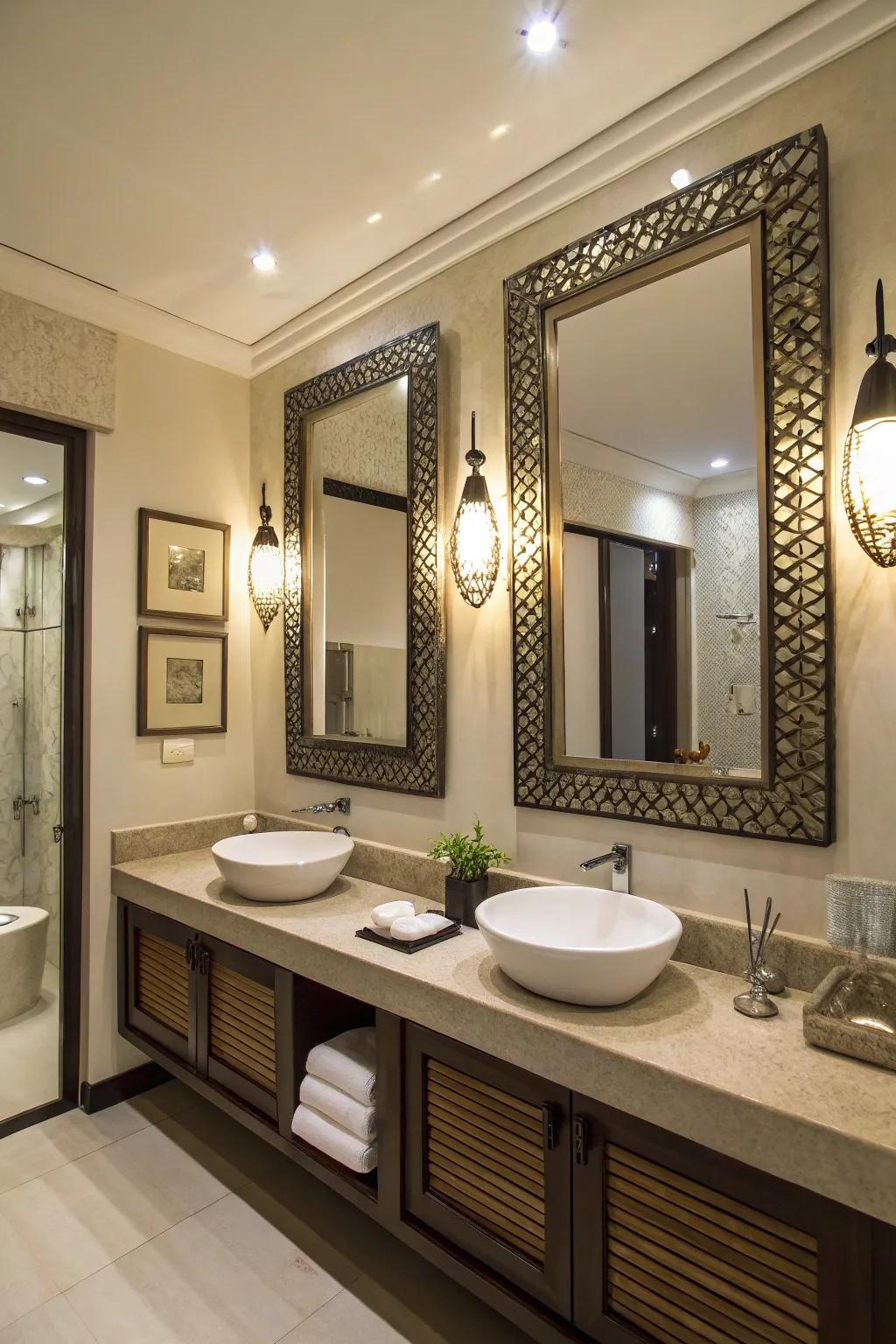 Designer mirrors reflect style and functionality.