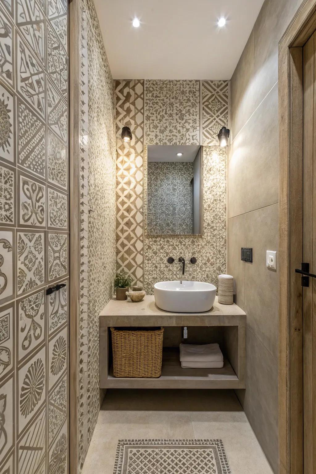 Textured walls add visual intrigue and comparison.