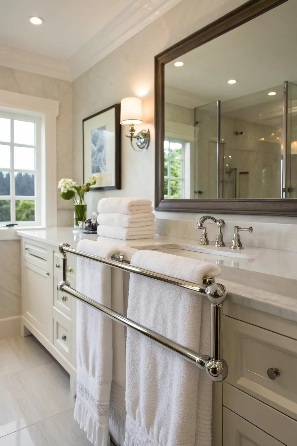 A classic towel bar: an enduring option for any bathroom.