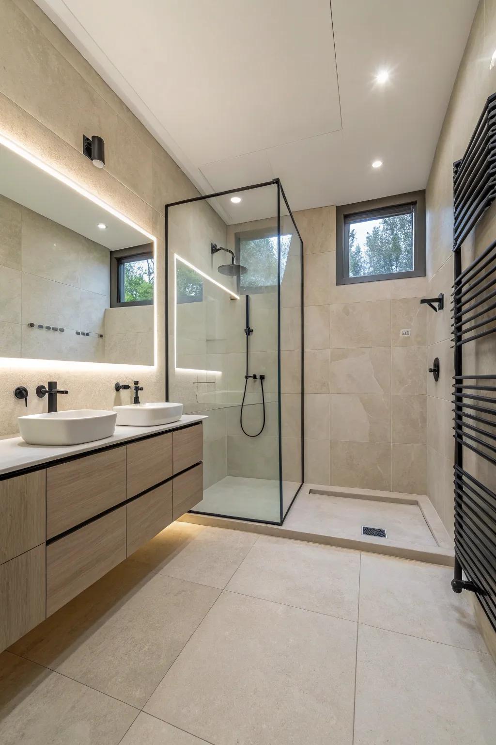 A minimalist wet room that represents simplicity and refinement.