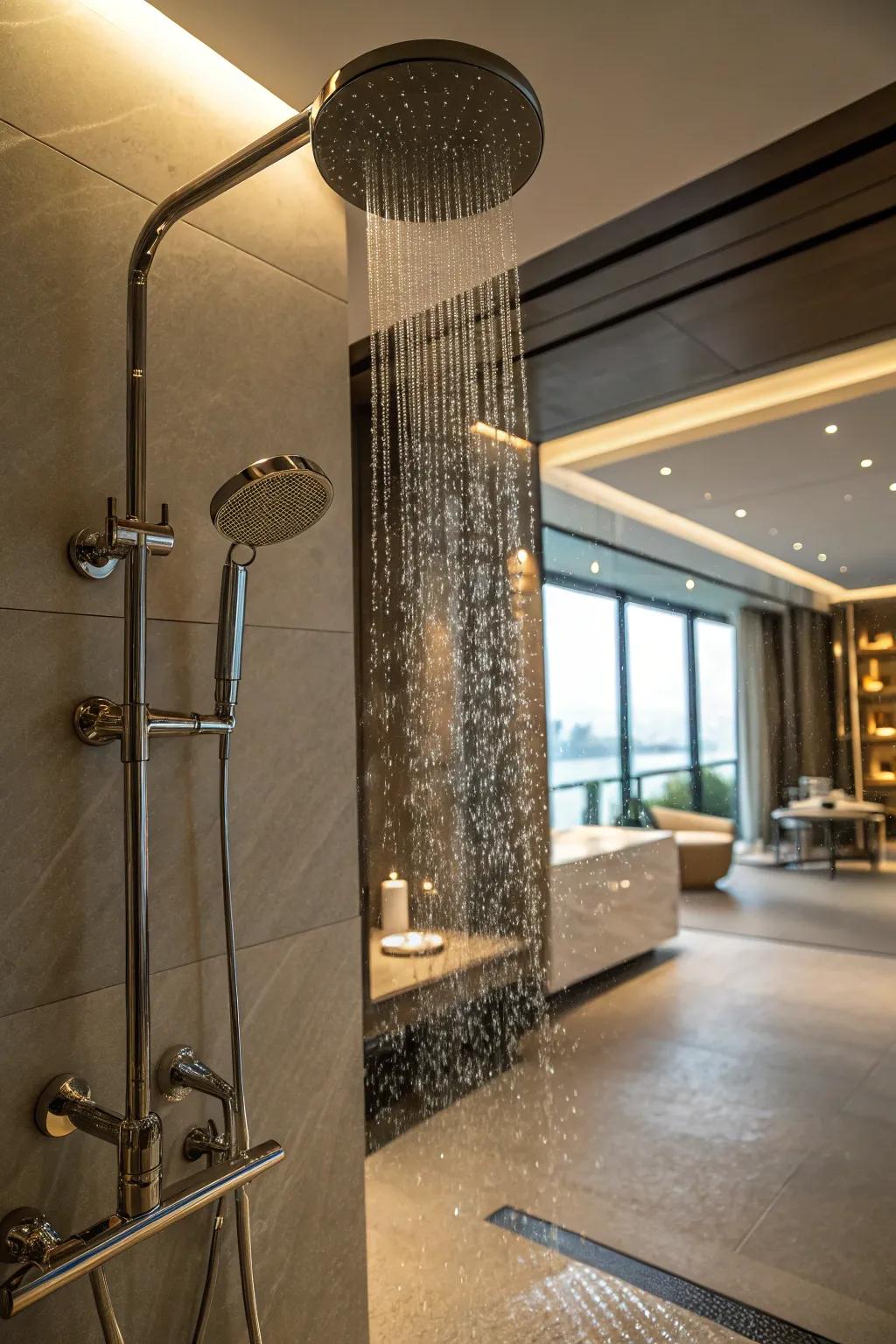 Refined fixtures that boost the wet room's luxury.