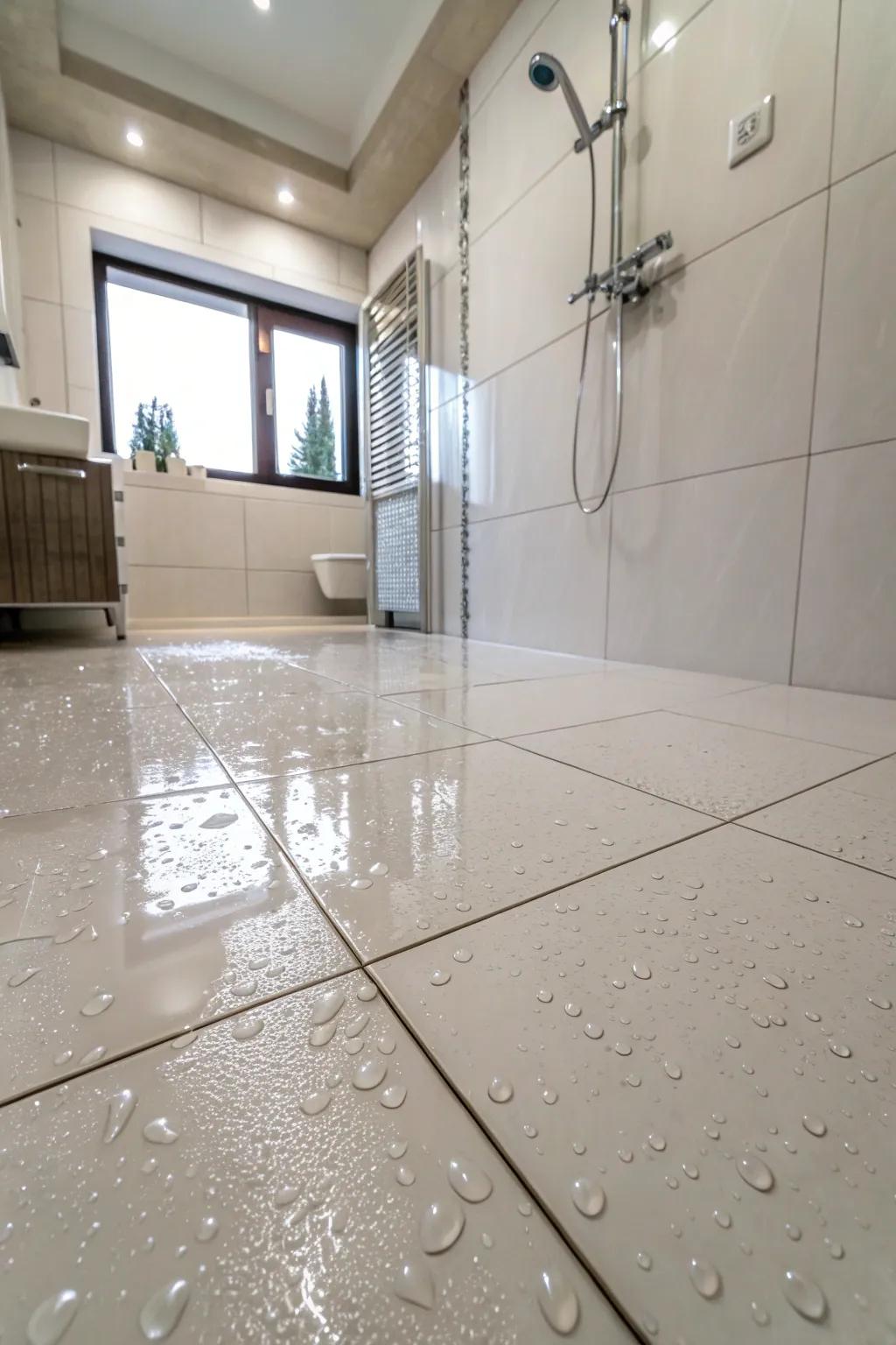 Porcelain tiles offer resilience and beauty.