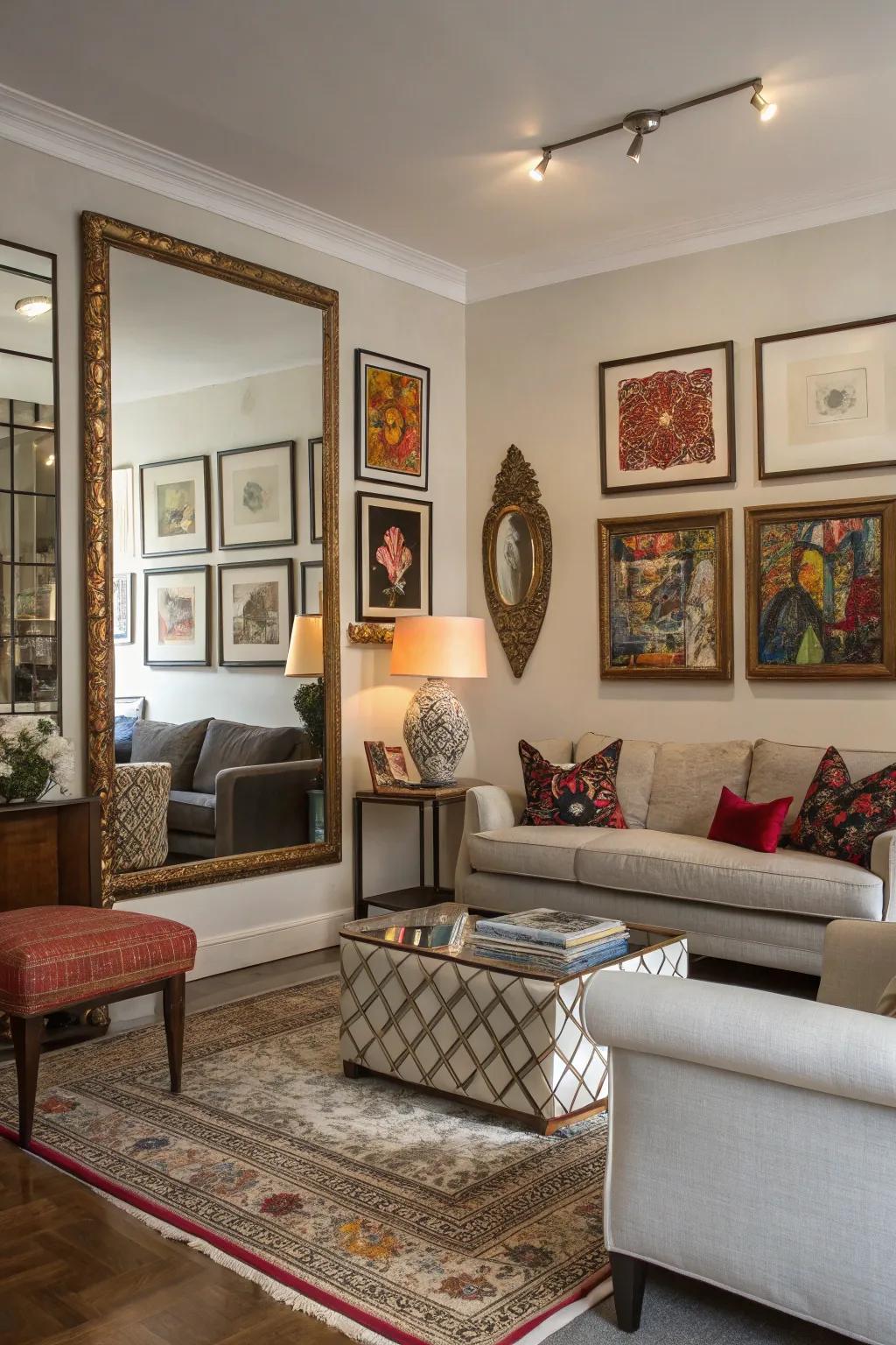 Decorative items make the space feel more open and personalized.