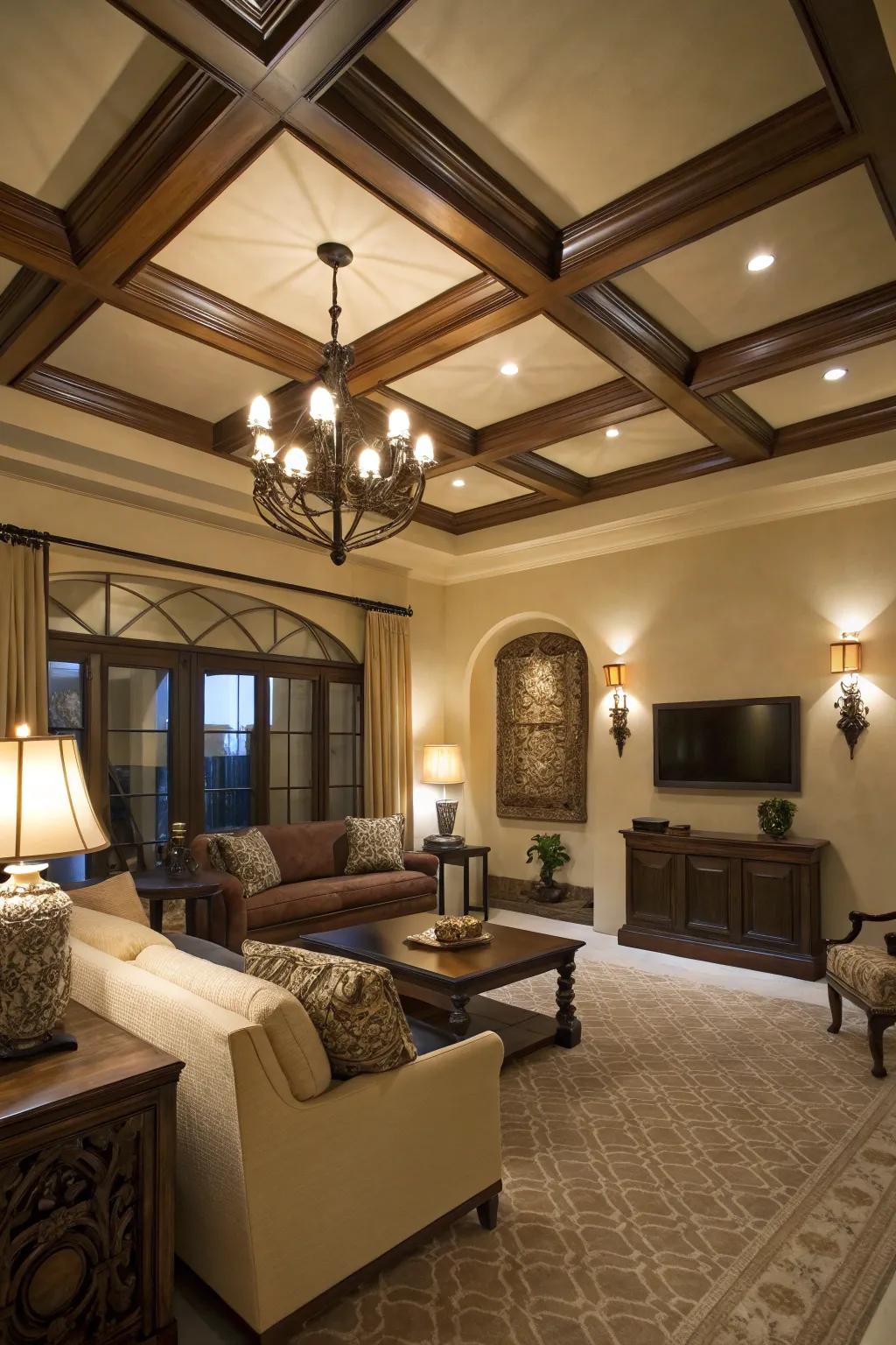 Ceiling features add vertical intrigue and flair.