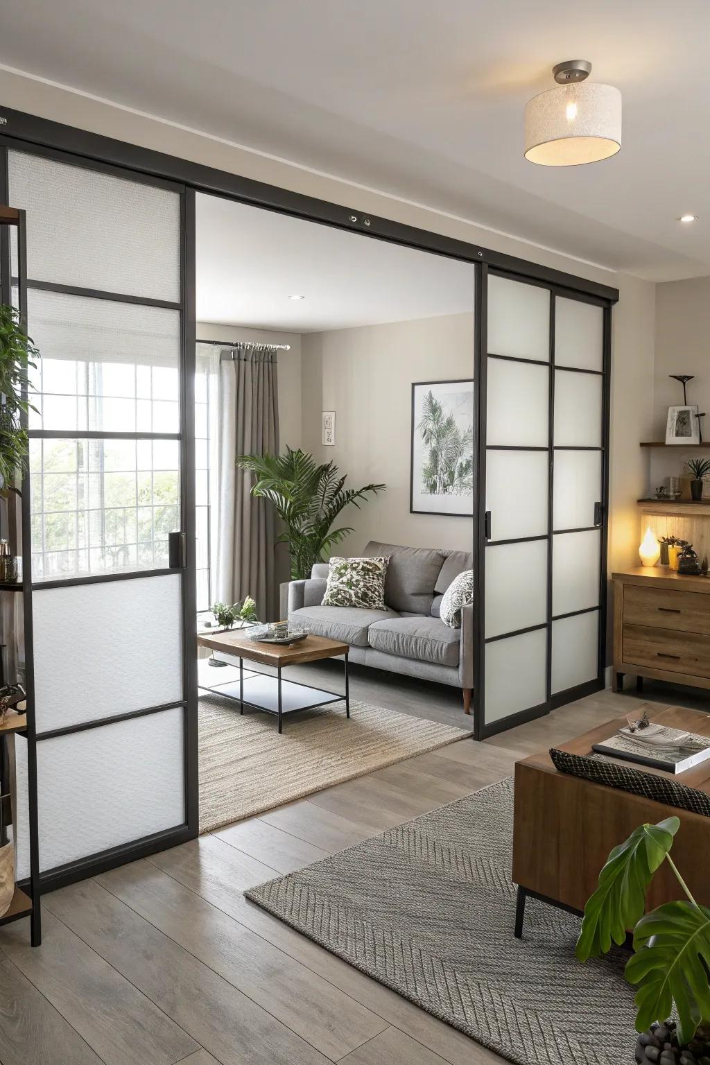Sliding doors offer stylish, space-saving solutions.