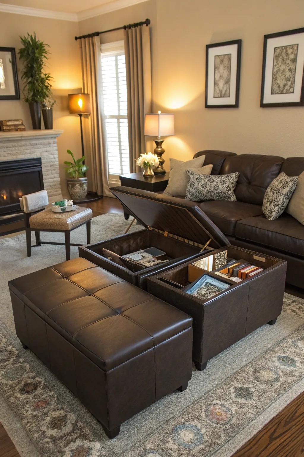 Multifunctional pieces accommodate different living room requirements.