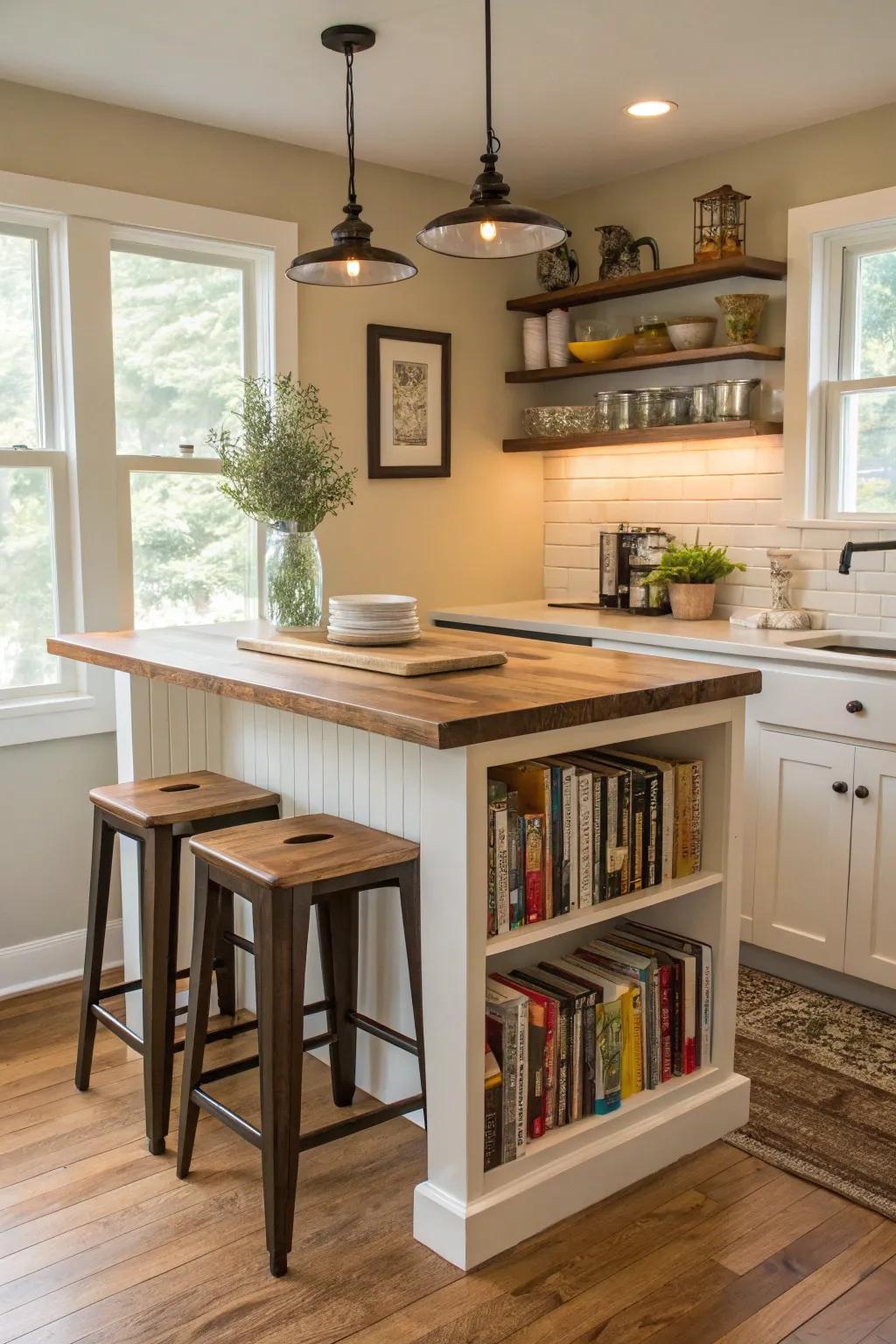 A functional kitchen island enhances utility and style.