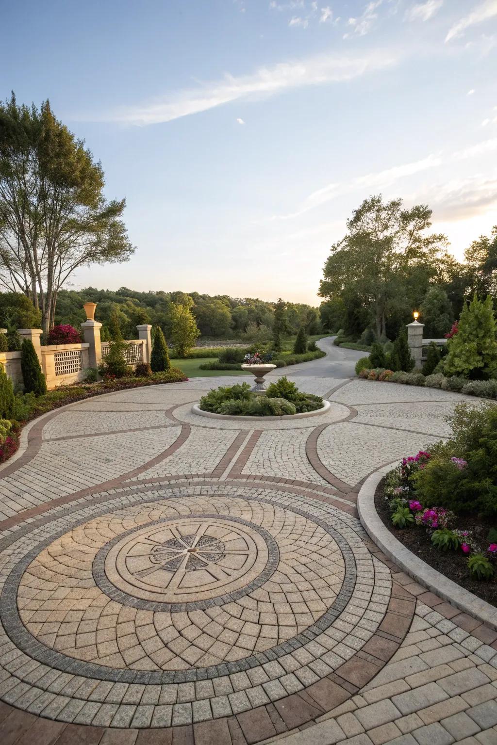 A grand circled driveway that marries sophistication and practicality.