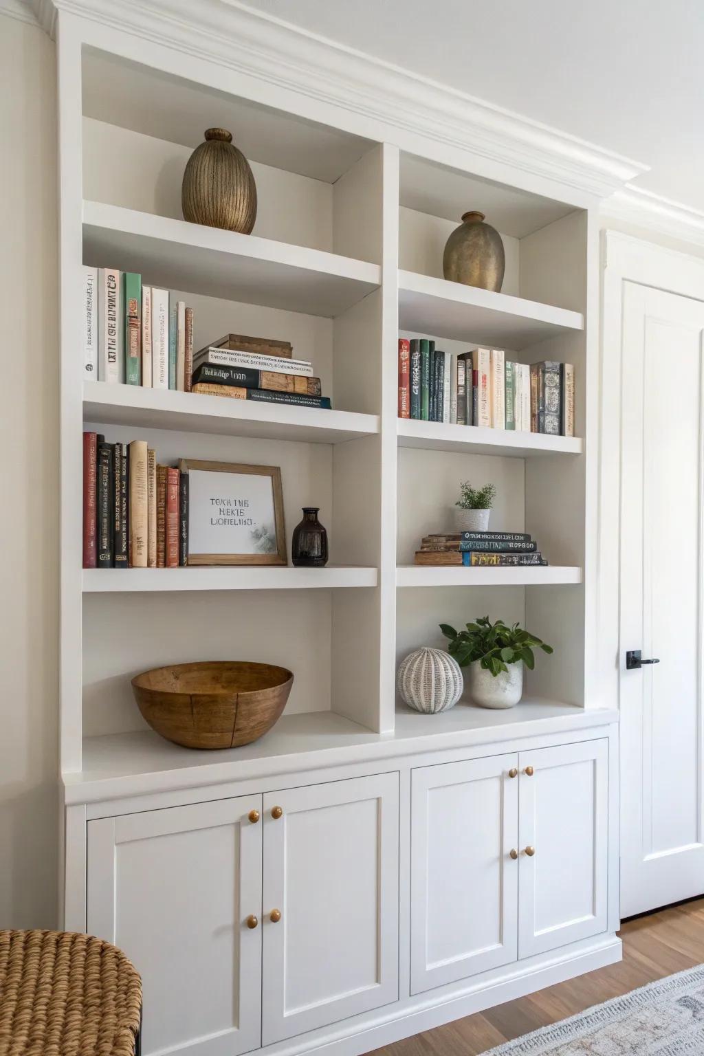 A minimalist bookshelf design with clean lines and a modern feel.